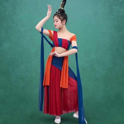 Children's Dunhuang Feitian dance performance princess Dresses Hanfu for kids girls Chinese classical fairy dresses school students performance clothing